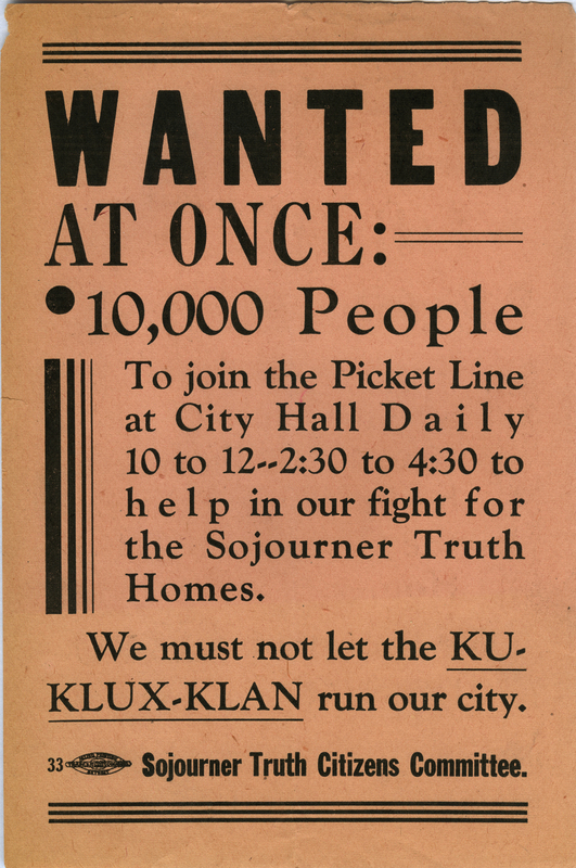Flyer, Sojourner Truth Citizens Committee, Ku Klux Klan, 1942