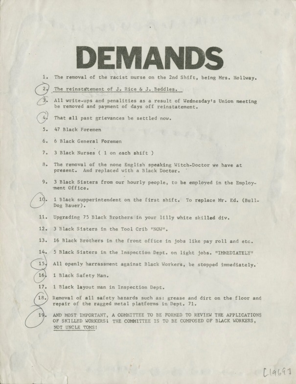 List of workplace demands