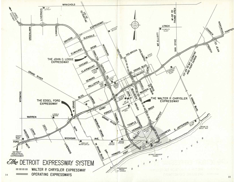 Souvenir pamphlet, Detroit Expressways, map, 1959