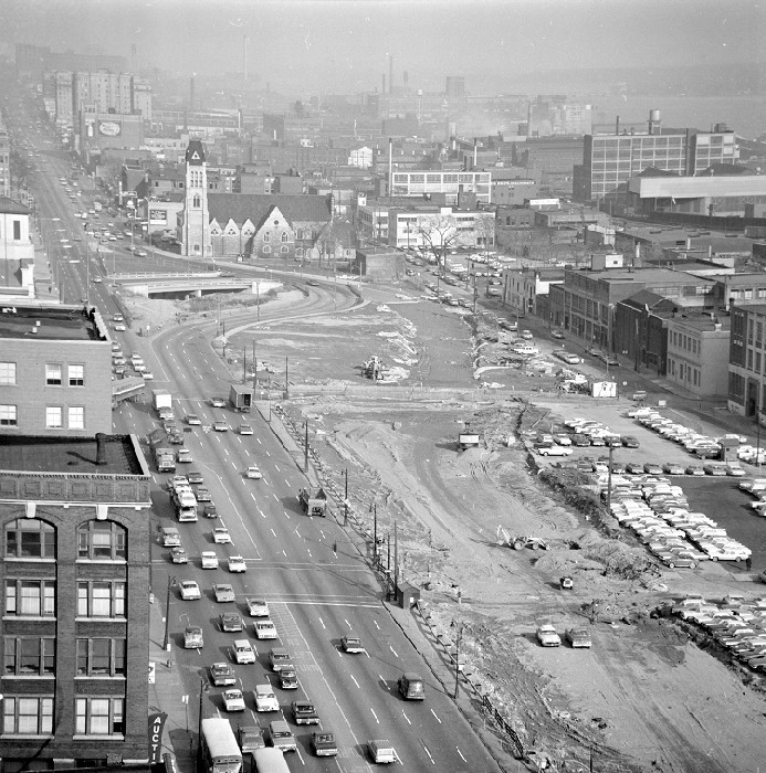 Streets; Chrysler Freeway; Construction. Looking East Fr. Roof - City Co. Bldg.